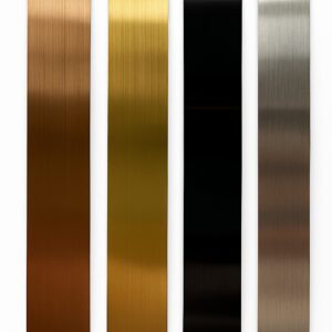 Zestaw 4szt próbek - listwa SAMOPRZYLEPNA szczotkowana stal (miedziana, złota, czarna, srebrna)
